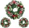 3 Pcs 9.5 Inch Small Christmas Wreath Mini Christmas Door Wreath with Ball Frosted Pinecone Berried Holly Christmas Decorations for Indoor Window Wall Stairs Room Home Office Decor Kitchen